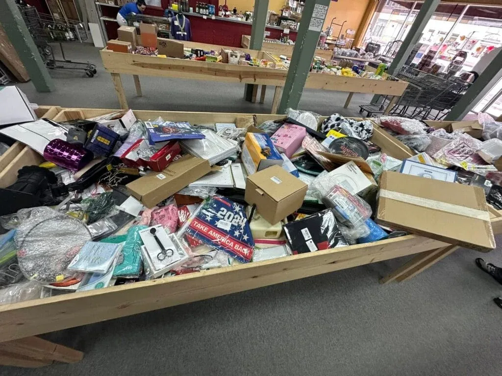 A.C. Bin Den interior merchandise display - discount store in arkansas city, kansas.