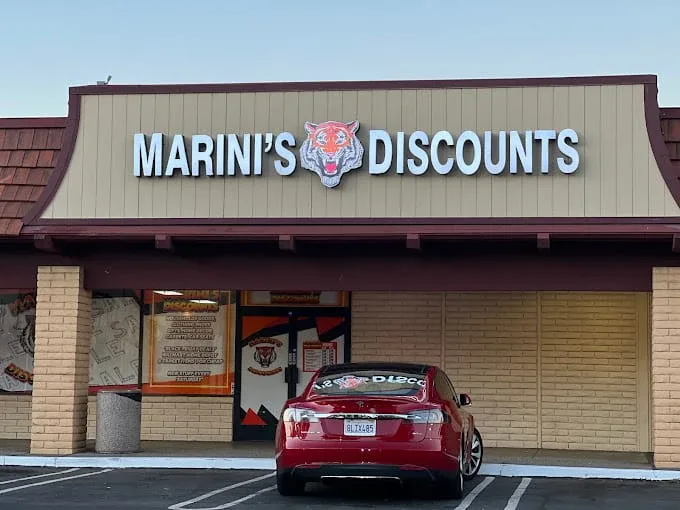 Marini’s Discounts interior merchandise display - discount store in concord, california.