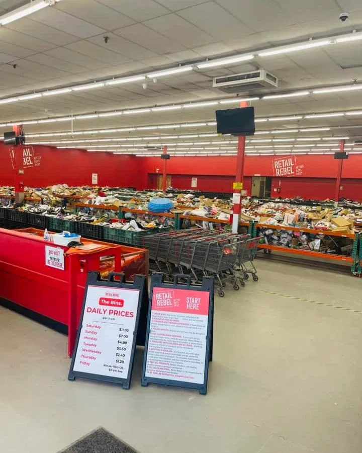 Retail Rebel interior merchandise display - discount store in kansas city, kansas.